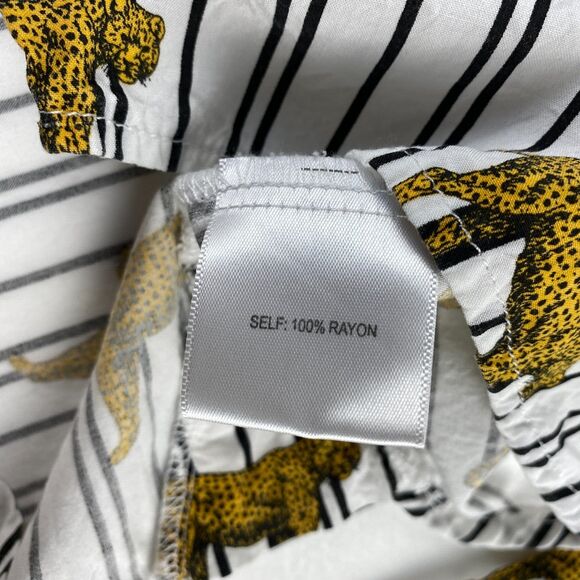 Jane & Delancey Striped Cheetah Blouse Button Up Roll Tab Sleeve Novelty Sz XL - Picture 8 of 10